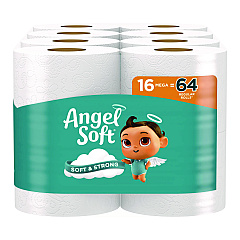 Angel Soft Mega Toilet Paper, Septic Safe, 2-Ply, White, 320 Sheets/Roll, 16 Rolls/Pack (7942301)