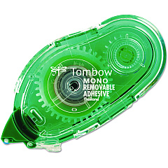 Tombow MONO Removable Adhesive Applicator, 0.33" x 39.33 ft, Dries Light Green (62108)