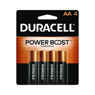 Duracell Power Boost CopperTop Alkaline AA Batteries, 4/Pack (MN1500B4Z)