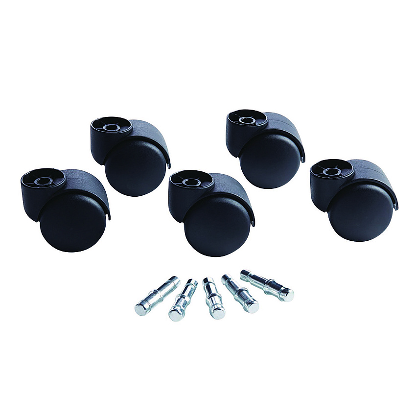 Master Caster Deluxe Futura Casters, Nylon, B and K Stems, 120 lbs/Caster, 5/Set (23618)