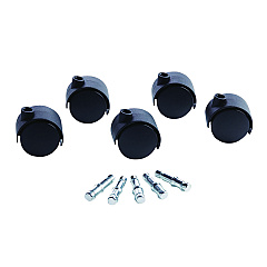 Master Caster Deluxe Duet Casters, Nylon, B and K Stems, 110 lbs/Caster, 5/Set (23622)