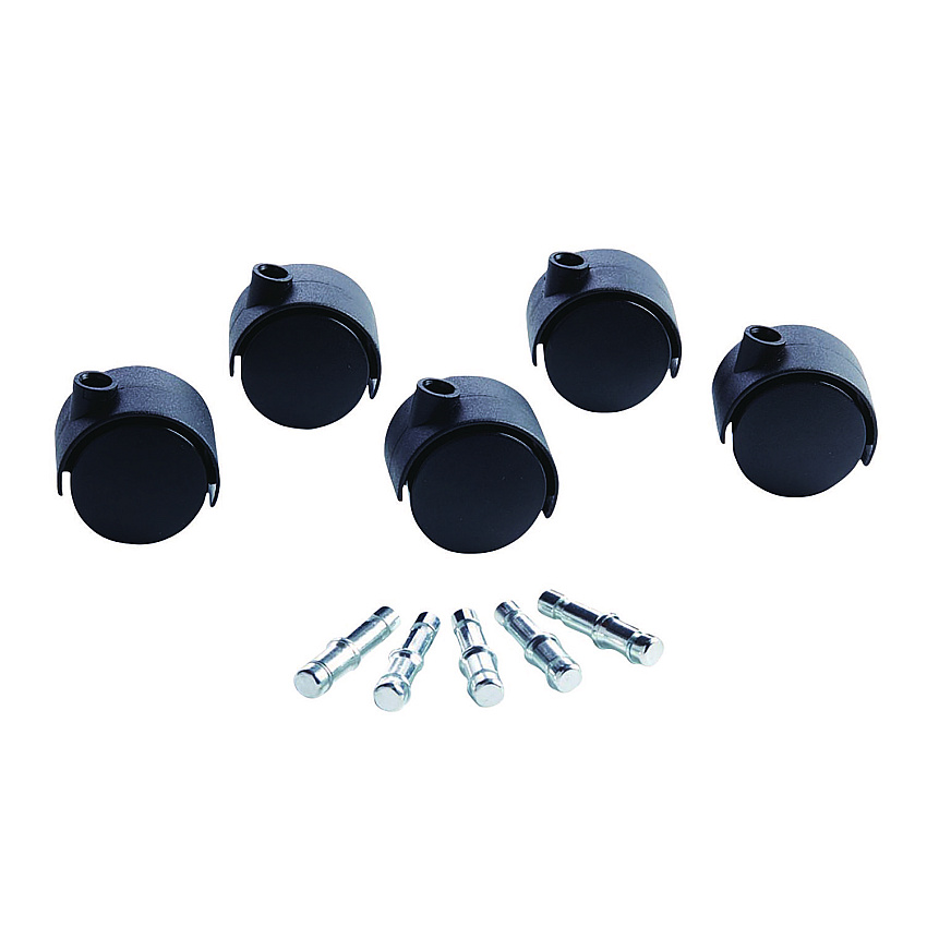 Master Caster Deluxe Duet Casters, Nylon, B and K Stems, 110 lbs/Caster, 5/Set (23622)