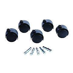 Master Caster Deluxe Duet Casters, Polyurethane, B and K Stems, 110 lbs/Caster, 5/Set (23624)