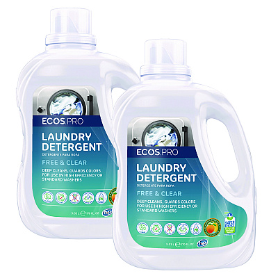 ECOS PRO Laundry Detergent Liquid, Free and Clear, 170 oz Jug, 2/Carton (PL937102CT)