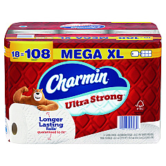 Charmin Ultra Strong Bathroom Tissue, Septic Safe, 2-Ply, White, 363 Sheets/Roll, 18 Rolls/Pack (04308)