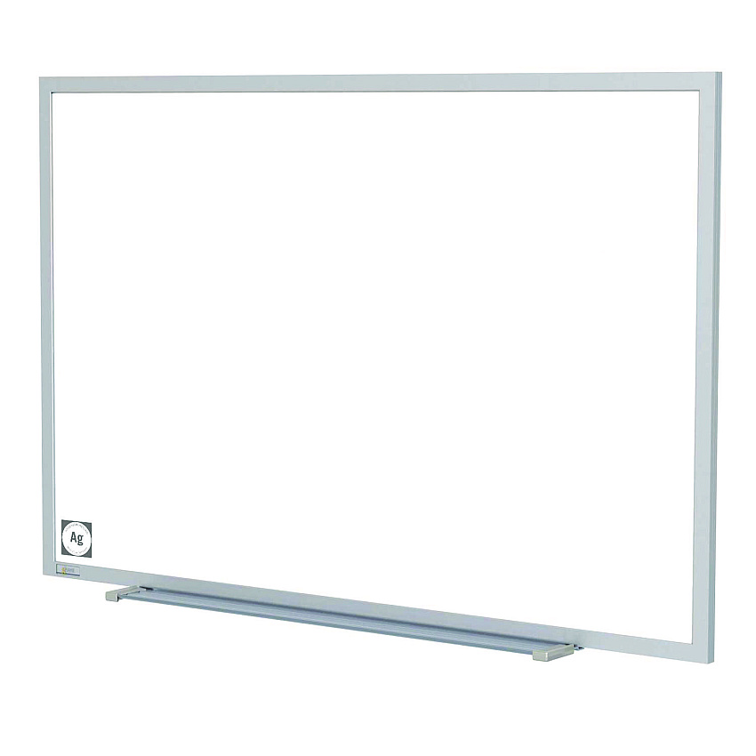 Ghent Hygienic Porcelain Magnetic Whiteboard with Aluminum Frame, 87.91" x 48.5", White Surface, Satin Aluminum Frame (M4474)