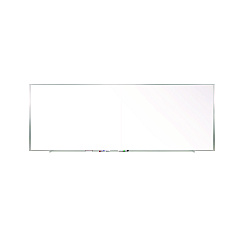 Ghent Two-Piece M1 Porcelain Magnetic Whiteboard, 144.5" x 48.5", White Surface, Satin Aluminum Frame (M141242P)