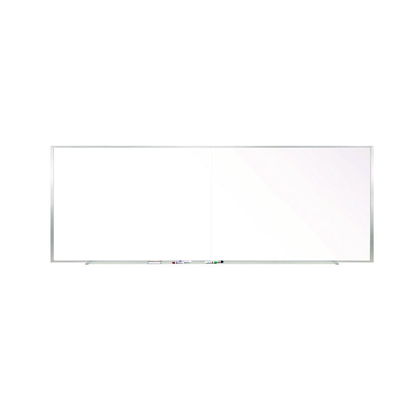 Ghent Two-Piece M1 Porcelain Magnetic Whiteboard, 144.5" x 48.5", White Surface, Satin Aluminum Frame (M141242P)