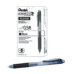 Pentel EnerGel-X Gel Pen, Retractable, Fine 0.5 mm Needle Tip, Black Ink, Black Barrel, 24/Pack (BLN105ASW2)