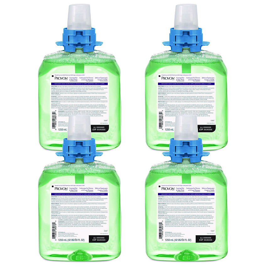 PROVON Foaming Hair and Body Wash With Moisturizers, Cucumber Melon, 1,250 mL, 4/Carton (518704CT)
