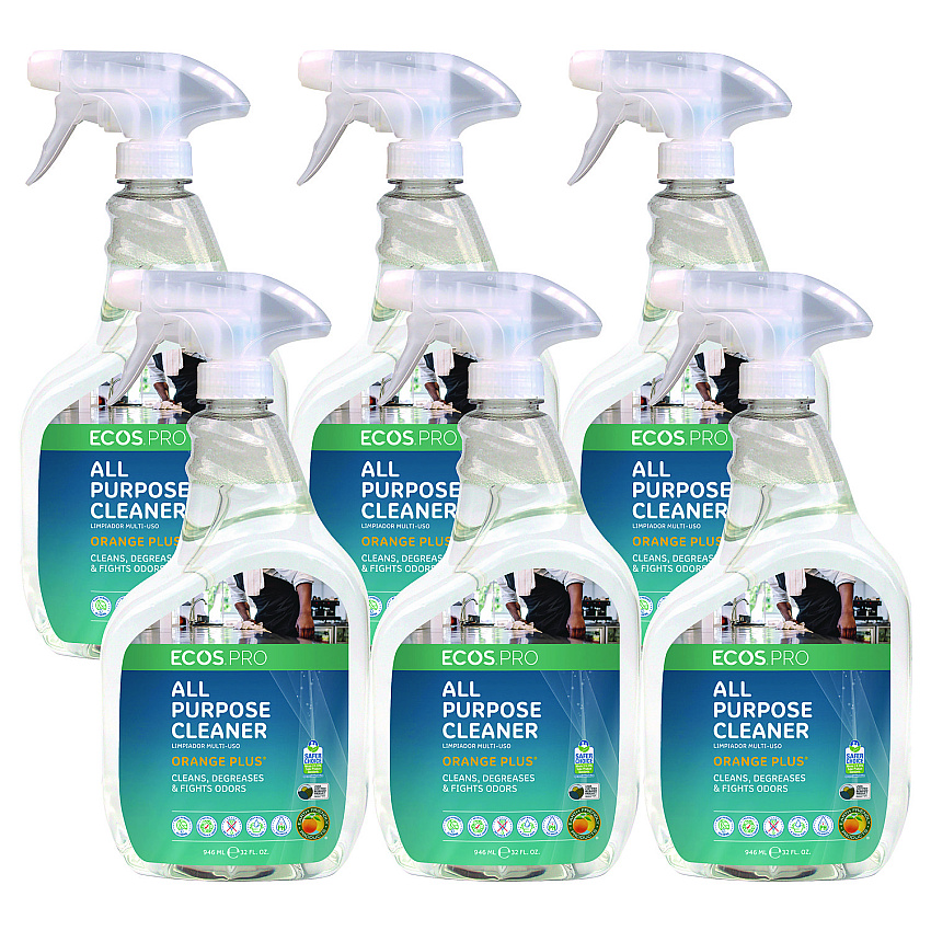 ECOS PRO Orange Plus All-Purpose Cleaner and Degreaser, Citrus Scent, 32 oz Spray Bottle, 6/Carton (PL97066CT)