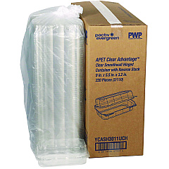 Pactiv Hoagie Hinged Lid Container, 9 x 5.5 x 3.2, Clear, Plastic, 220/Carton (YCASH3011UCH)