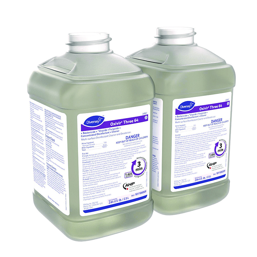 Diversey Oxivir Three 64, Surfectant Scent, 2.5 L Bottle, 2/Carton (101106009)