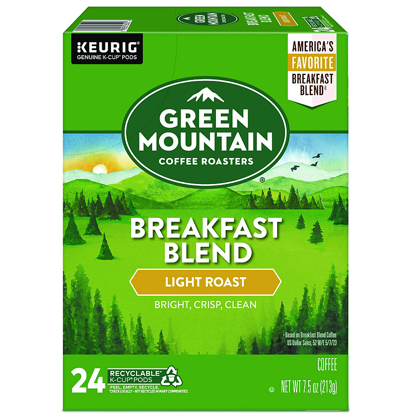 Green Mountain Coffee Breakfast Blend Coffee K-Cup Pods, 24/Box (6520)