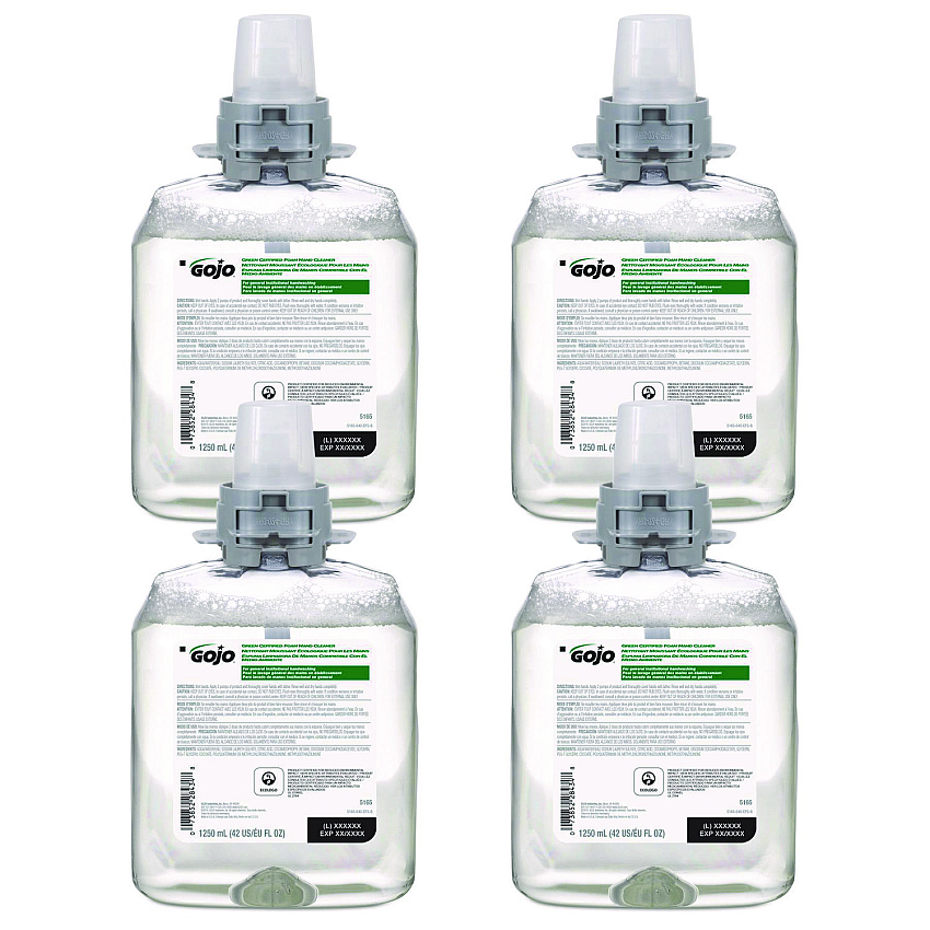 GOJO Green Certified Foam Hand Cleaner, Unscented, 1,250 mL Refill, 4/Carton (516504CT)