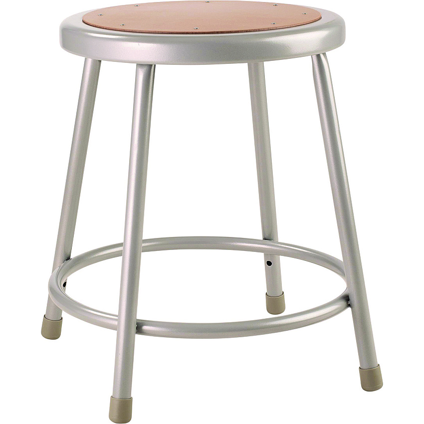 NPS 6200 Series Heavy Duty Steel Stool, Backless, Supports Up to 500 lb, 18" Seat Height, Brown Seat, Gray Base (6218)