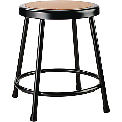 NPS 6200 Series Heavy Duty Steel Stool, Backless, Supports Up to 500 lb, 18" Seat Height, Brown Seat, Black Base (621810)