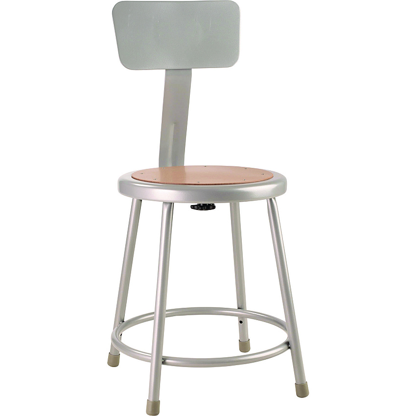 NPS 6200 Series Heavy Duty Steel Stool With Backrest, Supports Up to 500 lb, 18" Seat Height, Brown Seat, Gray Back/Base (6218B)