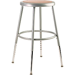 NPS 6200 Series Height Adjustable Heavy Duty Steel Stool, Backless, Supports 500lb, 19" to 27" Seat Height, Brown Seat, Gray Base (6218H)