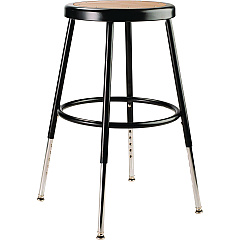 NPS 6200 Series Height Adjustable Heavy Duty Steel Stool, Backless, Supports 500lb,19' to 27' Seat Height, Brown Seat, Black Base (6218H10)