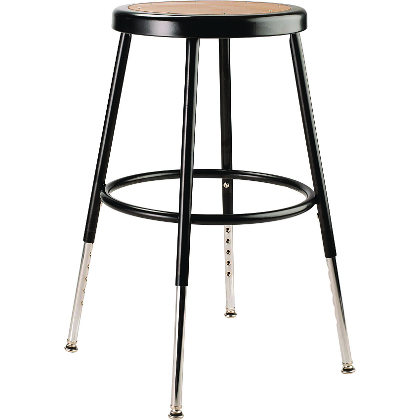 NPS 6200 Series Height Adjustable Heavy Duty Steel Stool, Backless, Supports 500lb,19' to 27' Seat Height, Brown Seat, Black Base (6218H10)
