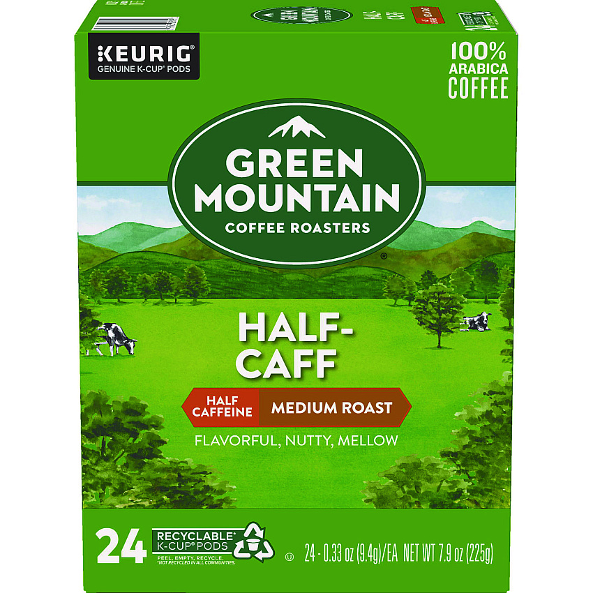Green Mountain Coffee Half-Caff Coffee K-Cups, 24/Box (6999)
