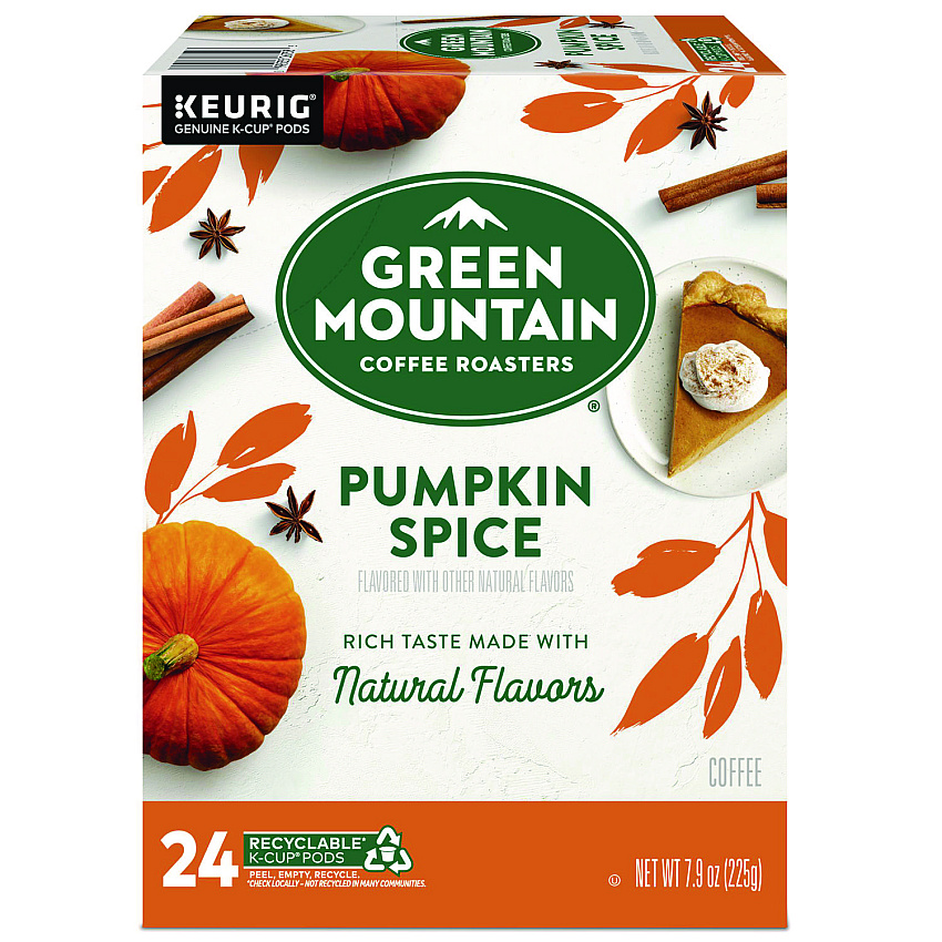 Green Mountain Coffee Fair Trade Certified Pumpkin Spice Flavored Coffee K-Cups, 24/Box (6758)