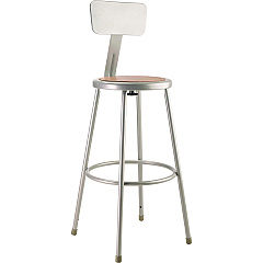 NPS 6200 Series Heavy Duty Steel Stool With Backrest, Supports Up to 500 lb, 30" Seat Height, Brown Seat, Gray Back/Base (6230B)