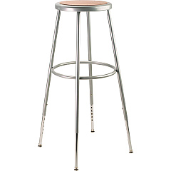 NPS 6200 Series Height Adjustable Heavy Duty Steel Stool, Backless, Supports 500lb, 31" to 39" Seat Height, Brown Seat, Gray Base (6230H)
