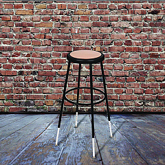 NPS 6200 Series Height Adjustable Heavy Duty Steel Stool, Backless, Supports 500lb, 31" to 39" Seat Height, Brown Seat,Black Base (6230H10)