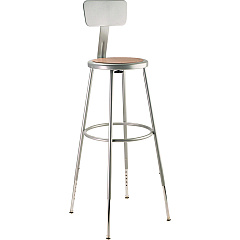NPS 6200 Series Height Adjustable Heavy Duty Steel Stool With Backrest, 32" to 39" Seat Height, Brown Seat, Gray Back/Base (6230HB)