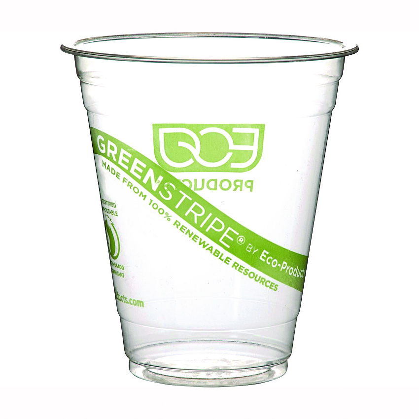 Eco-Products GreenStripe Renewable and Compostable Cold Cups Convenience Pack, 12 oz, Clear, 50/Pack (EPCC12GSPK)