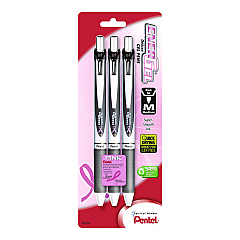 Pentel EnerGel RTX Deluxe Gel Pen, Retractable, Medium 0.7 mm, Black Ink, Black Barrel, 3/Pack (BL77ABP3ABC)