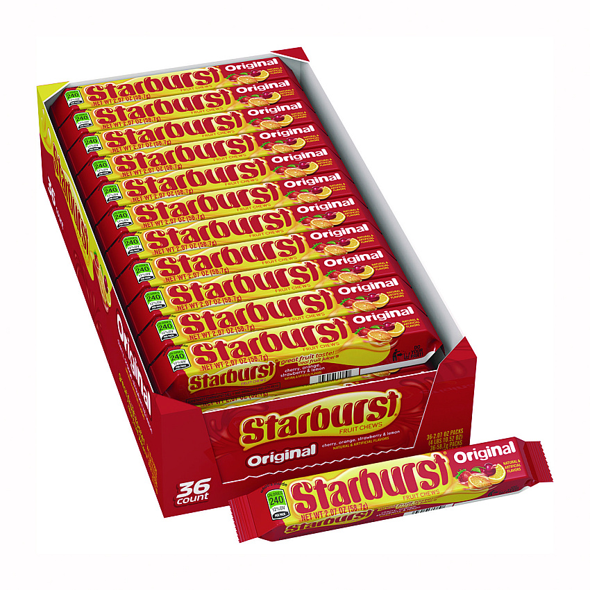 Starburst Original Fruit Chews, Cherry; Lemon; Orange; Strawberry, 12 Pieces/Pack, 36 Packs/Box (MMM01151)