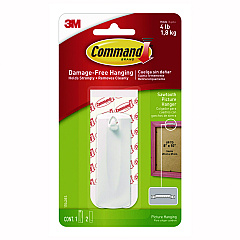 Command Sawtooth Picture Hanger, One Hanger, Two Strips, White, Supports 4 lbs (70005151330)
