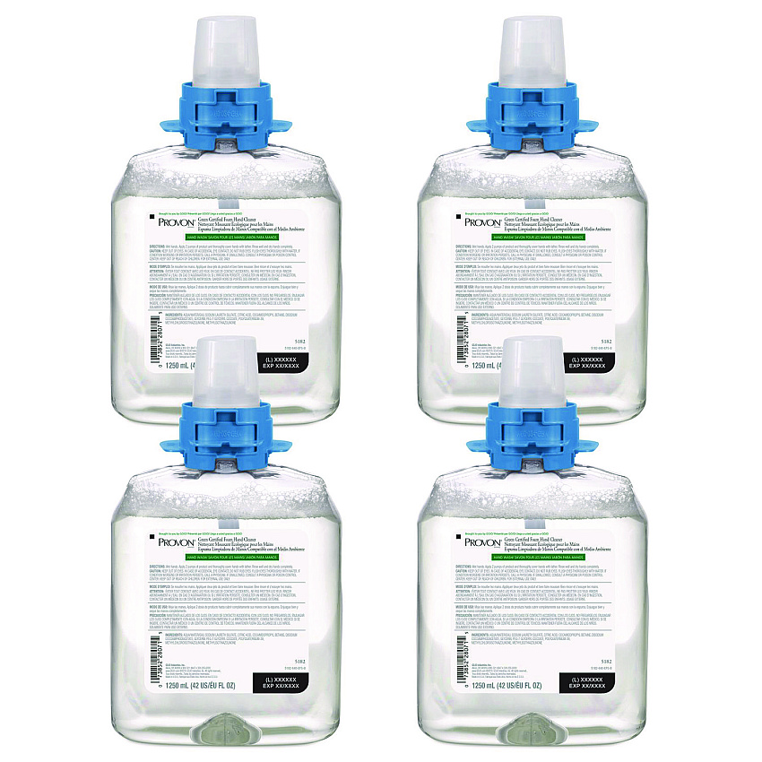 PROVON Green Certified Foam Hand Cleaner, Fragrance-Free, 1,250 mL Refill, 4/Carton (518204CT)