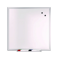 TRU RED Magnetic Steel Dry Erase Board, 24" x 24", White Surface, Gray/Natural Aluminum Frame (TR61179)