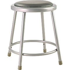 NPS 6400 Series Fixed Height Heavy Duty Vinyl Padded Steel Stool, Backless, Supports 500 lb, 18" Seat Height, Gray Seat/Base (6418)
