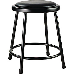 NPS 6400 Series Fixed Height Heavy Duty Vinyl Padded Steel Stool, Backless, Supports 500 lb, 18" Seat Height, Black Seat/Base (641810)