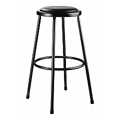 NPS 6400 Series Fixed Height Heavy Duty Vinyl Padded Steel Stool, Backless, Supports 500 lb, 30" Seat Height, Black Seat/Base (643010)