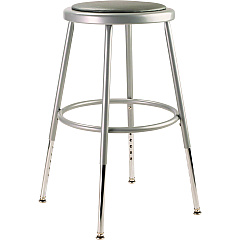 NPS 6400 Series Height Adjustable HD Vinyl Padded Steel Stool, Backless, Supports 500 lb, 18.5"-26.5" Seat Height, Gray Seat/Base (6418H)