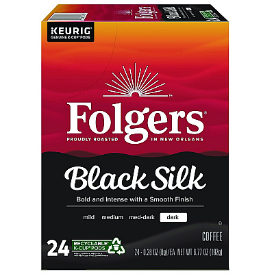 Folgers Gourmet Selections Black Silk Coffee K-Cups, 24/Box (6662)
