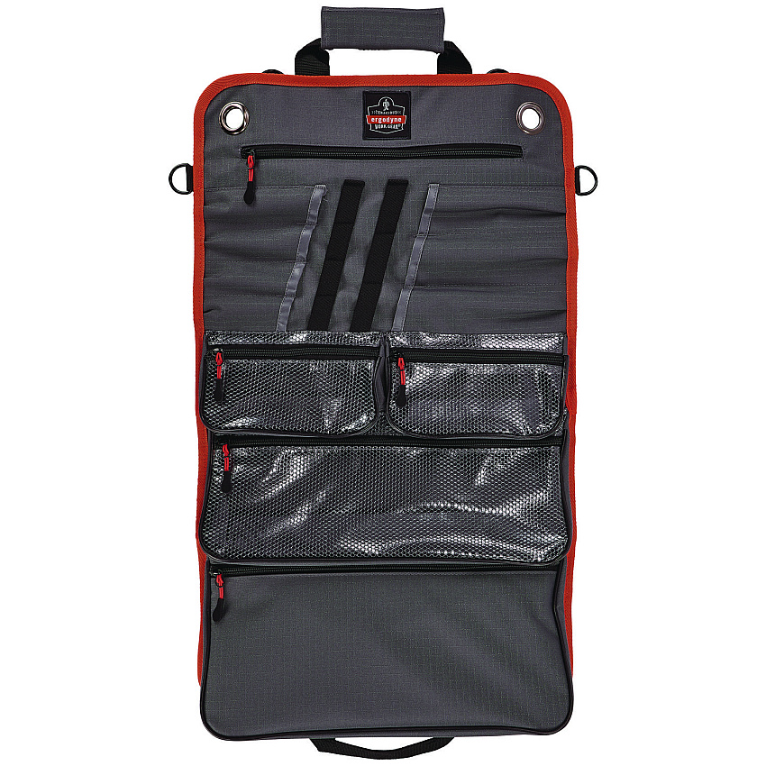 ergodyne Arsenal 5874 Roll Up Tool Bag with Zipper Pockets, 5 Zippered Pockets, 7 Tool Slots, 1 x 27 x 16, Polyester, Gray (13777)