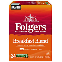 Folgers Breakfast Blend Morning Cafe Coffee K-Cups, 24/Box (0448)