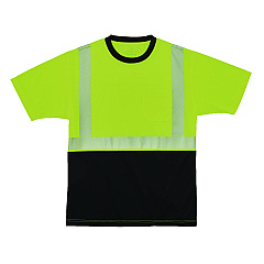 ergodyne GloWear 8280BK Class 2 Performance T-Shirt with Black Bottom, 9X-Large Long, Lime (22573)