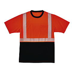 ergodyne GloWear 8280BK Class 2 Performance T-Shirt with Black Bottom, XX-Small, Orange (22580)