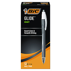 BIC GLIDE Exact Ballpoint Pen, Retractable, Fine 0.7 mm, Black Ink, Black Barrel, Dozen (VCGN11BK)