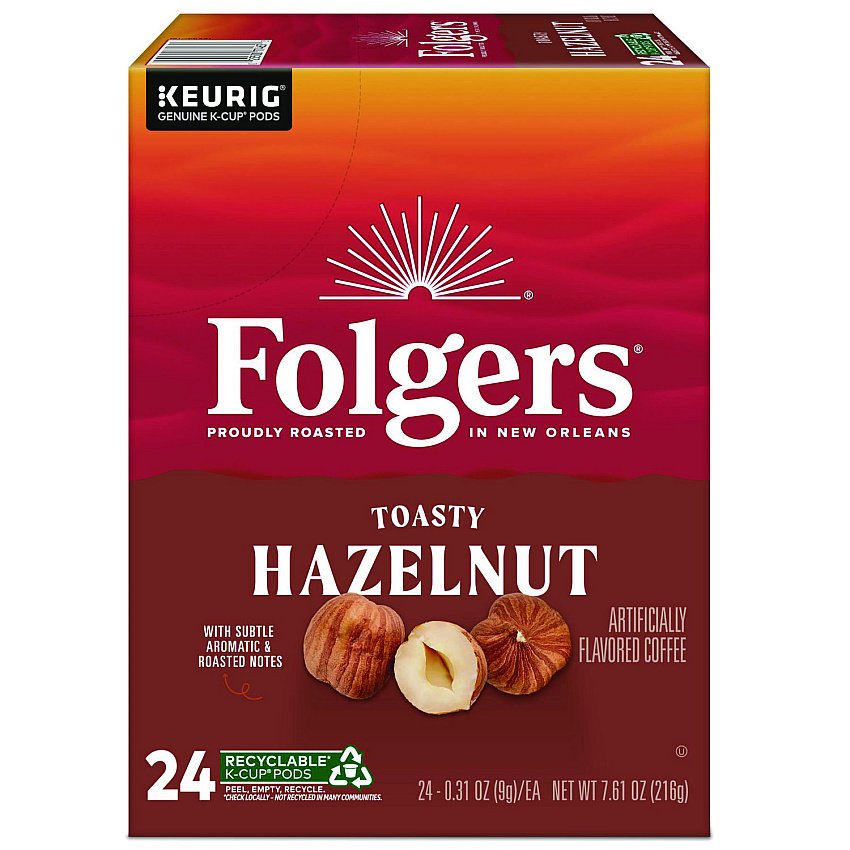 Folgers Hazelnut Cream Coffee K-Cups, 24/Box (0162)