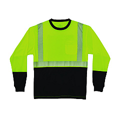 ergodyne GloWear 8281BK Class 2 Long Sleeve Shirt with Black Bottom, 6X-Large Long, Lime (22660)