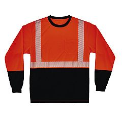 ergodyne GloWear 8281BK Class 2 Long Sleeve Shirt with Black Bottom, X-Small, Orange (22681)